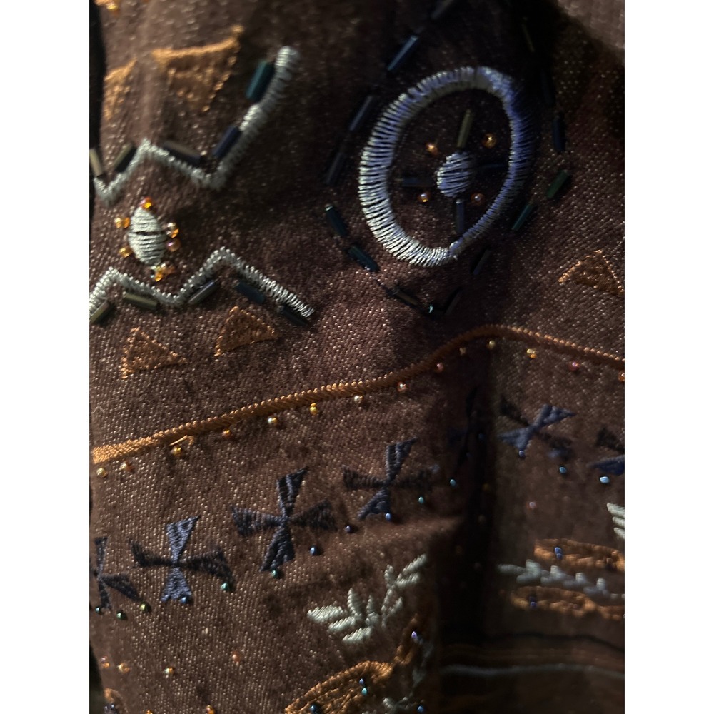 Coldwater Creek Brown Embroidered Geometric Tribal Beaded Blazer Jacket Sz 20W - Picture 10 of 11